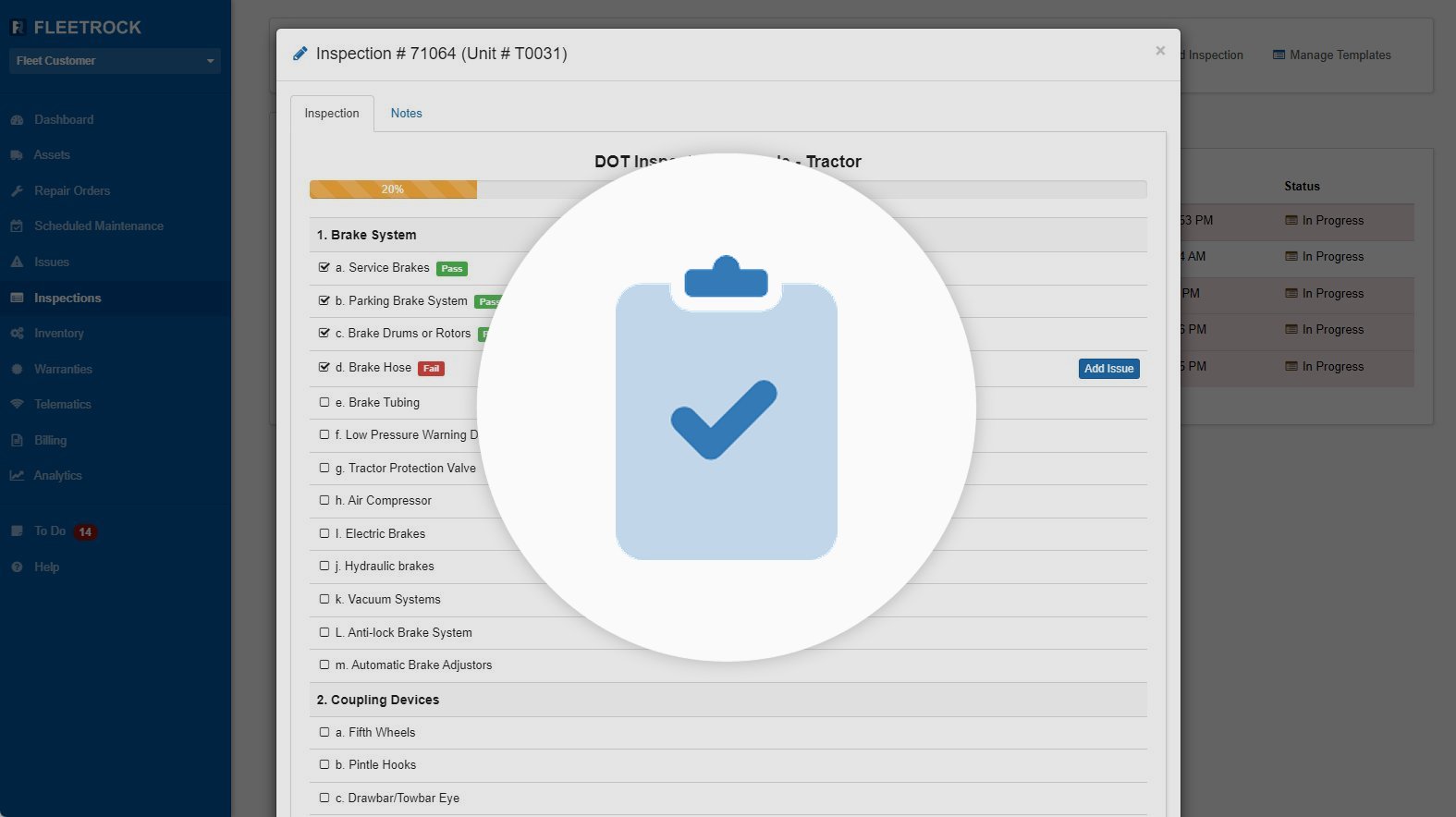 Vehicle Inspection Software Screenshot