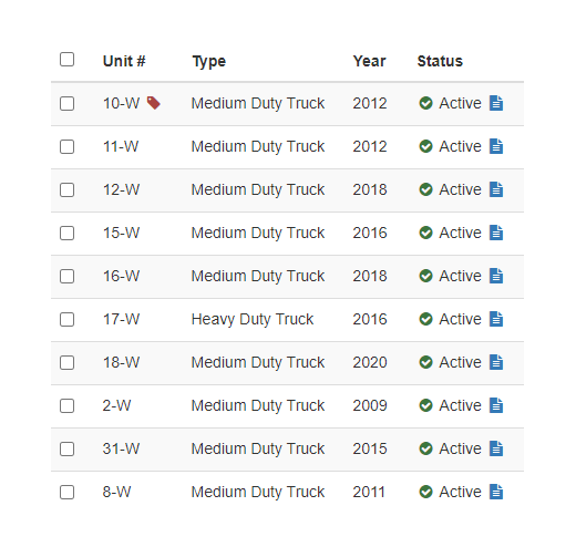 Vehicle Management Software Screenshot